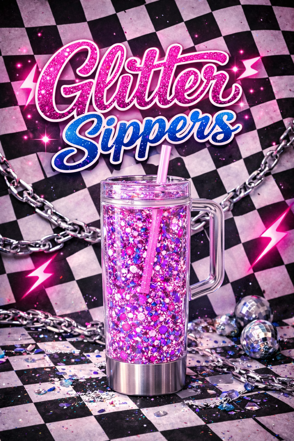 40oz Glitter sippers